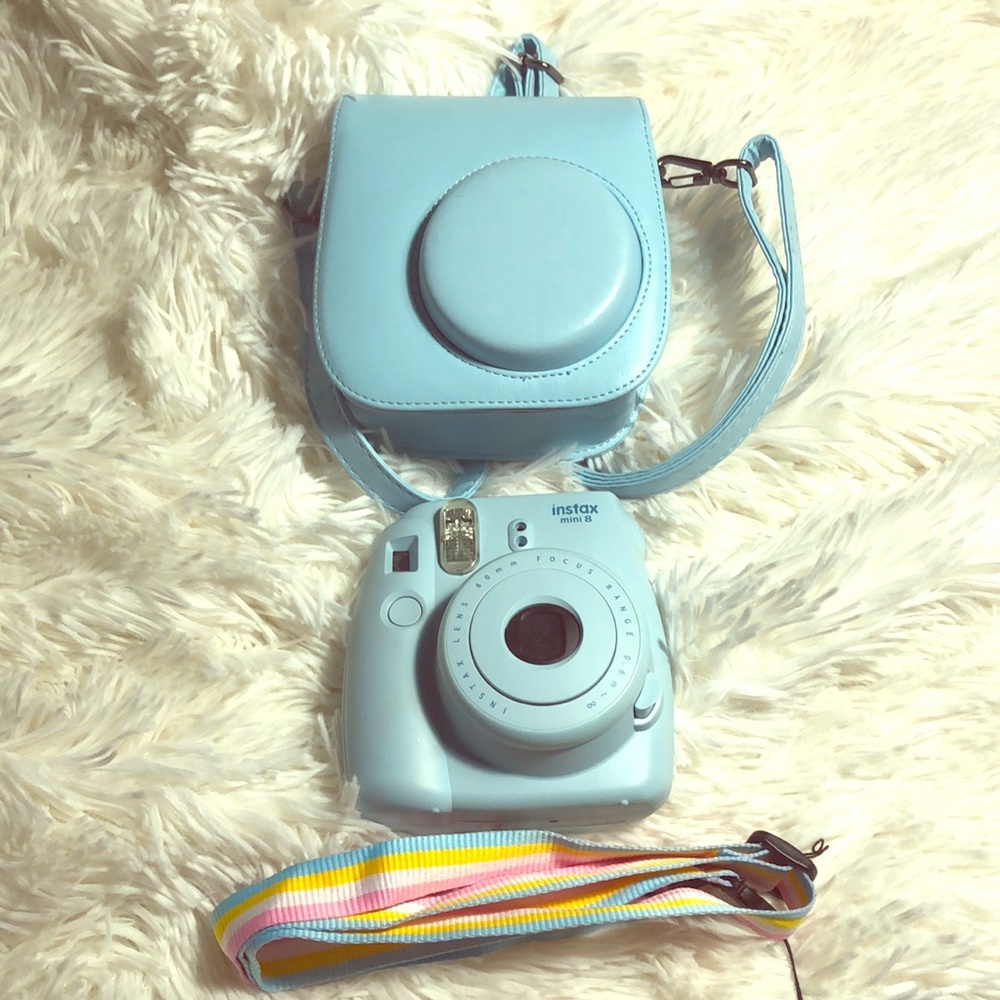 Instax mini 8 Polaroid Camera with strap and case